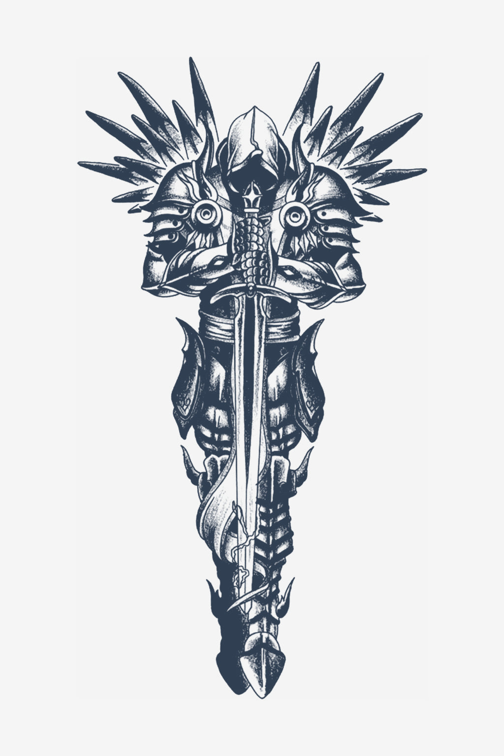 Tyrael, tatuaj temporar InkLabs cu figură de arhanghel înarmat
