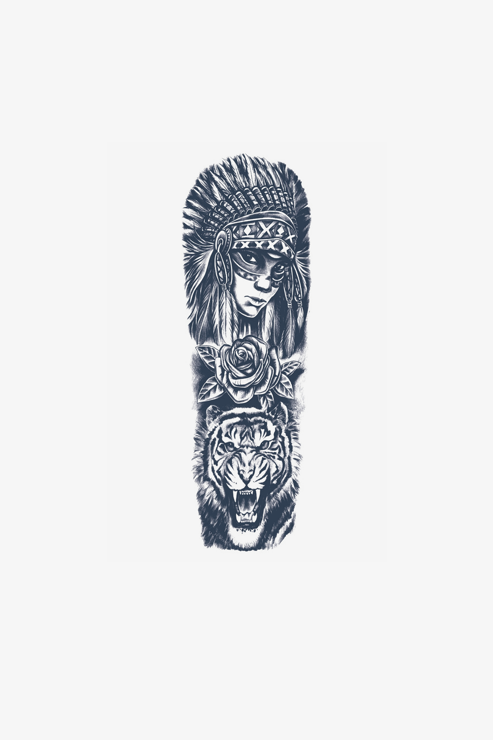 Model semipermanent full-body Războinica, cu reprezentare tribală, pe braț