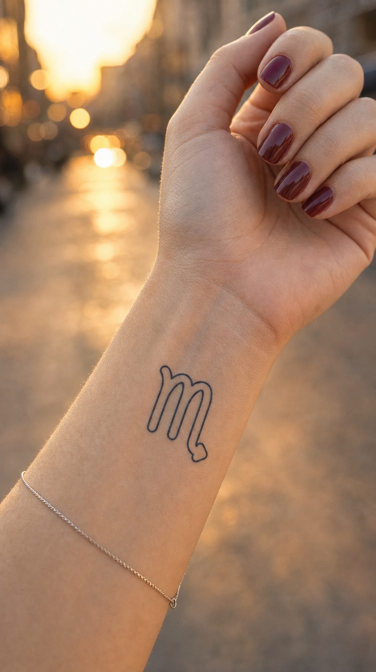 Model temporar de tatuaj cu scorpion aplicat pe antebraț