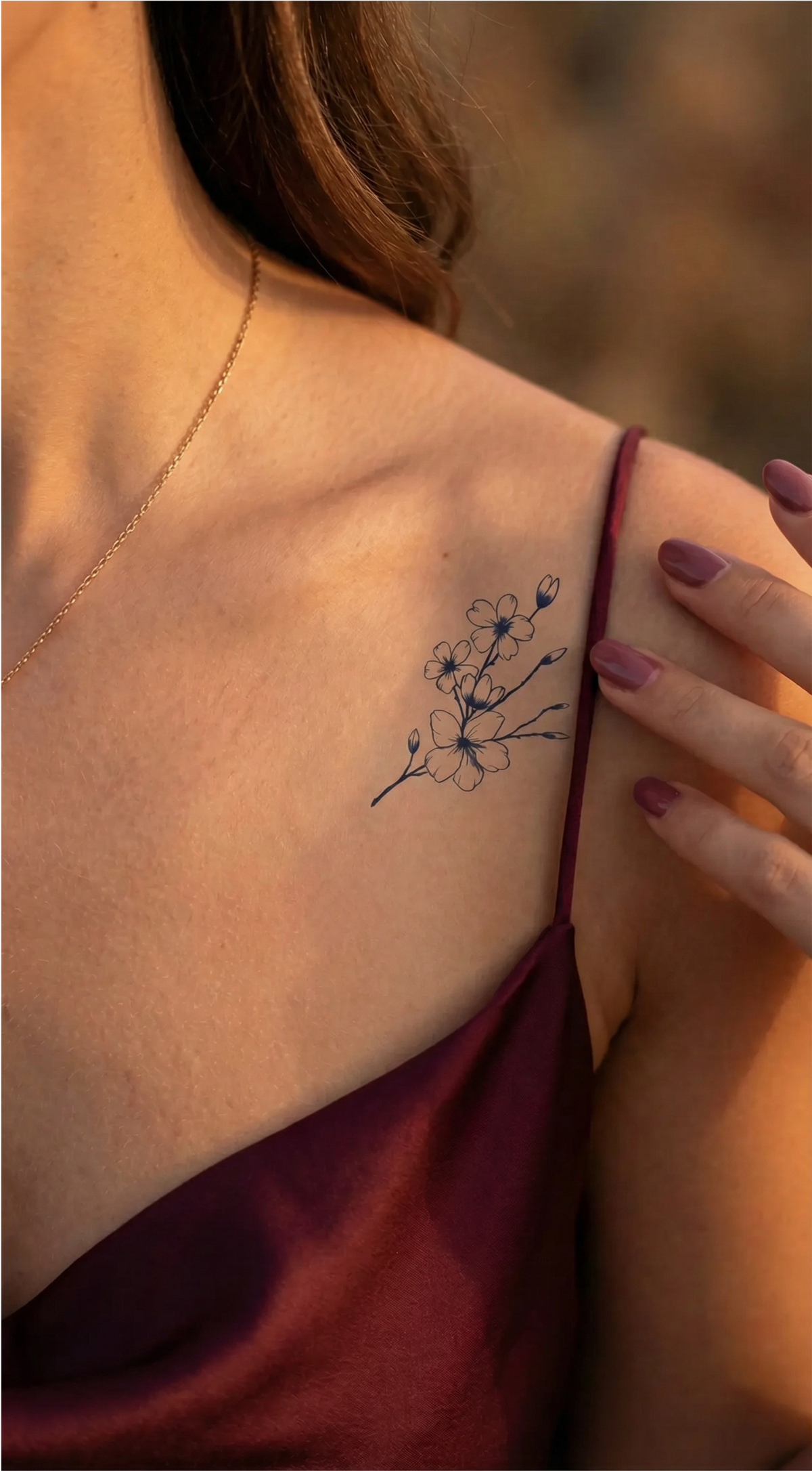 Tatuaj temporar linie fină cu floare de cireș Sakura