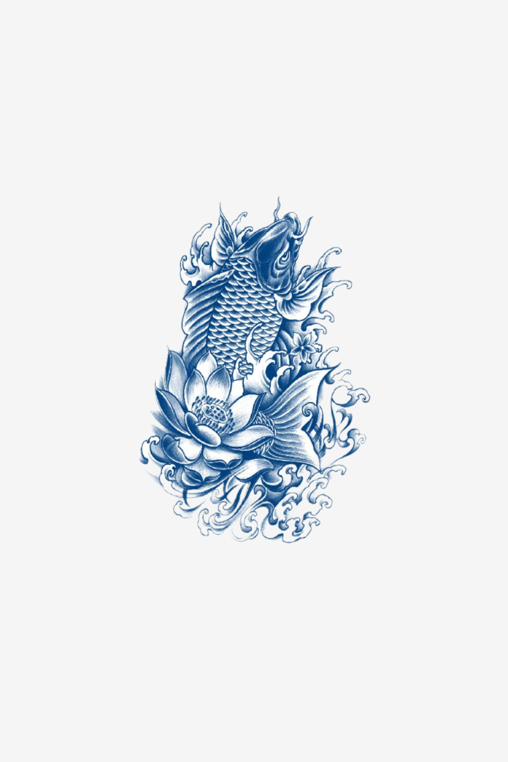 Tatuaj temporar koi și lotus cu semnificație simbolică