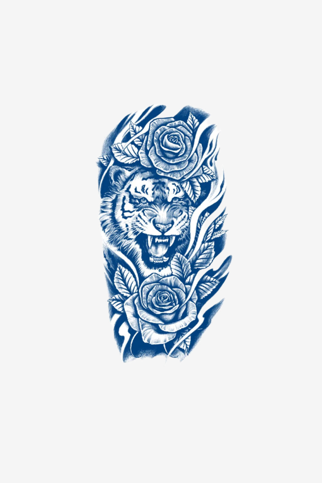 tatuaj temporar tigru semipermanent cu flori realist