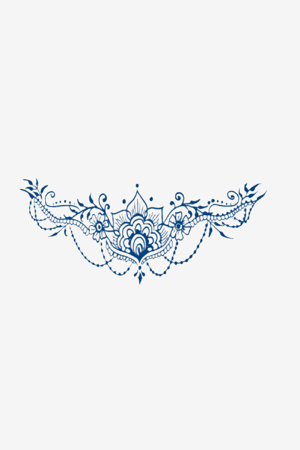 Tatuaj mandala temporar floral cu accente de bijuterie