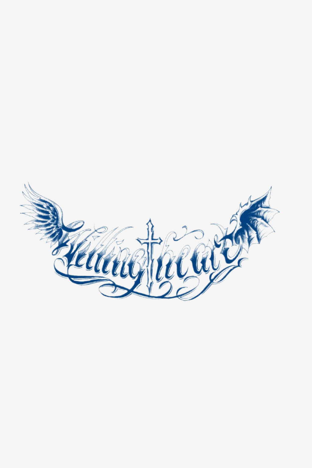 Tatuaj semipermanent Killingheart cu cruce și aripi negre