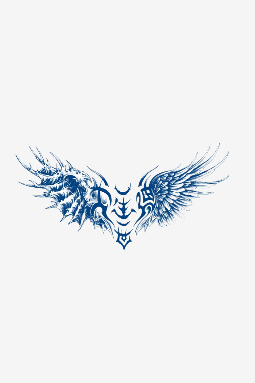 Tatuaj semipermanent înger și demon cu aripi realiste
