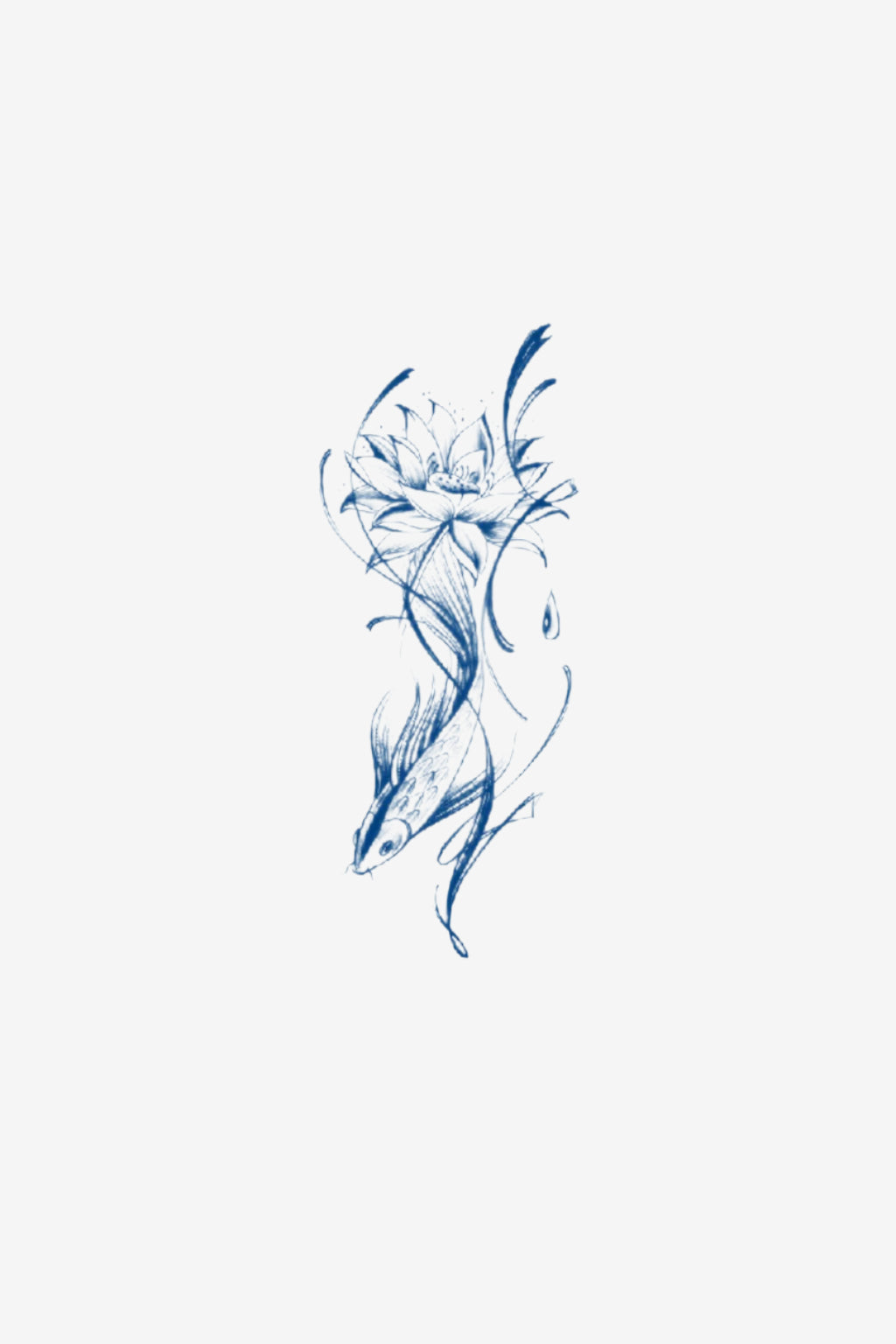 Lotus și Pește – Tatuaj Semipermanent cu Elemente Orientale și Mesaje de Echilibru

